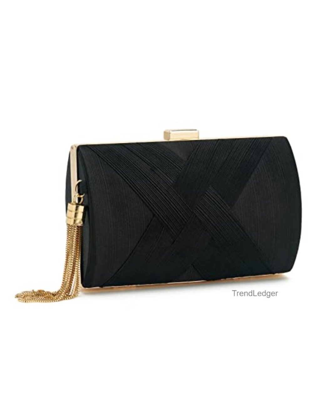 Elegant Fringed Clutch Evening Bag with Chain Strap Sat